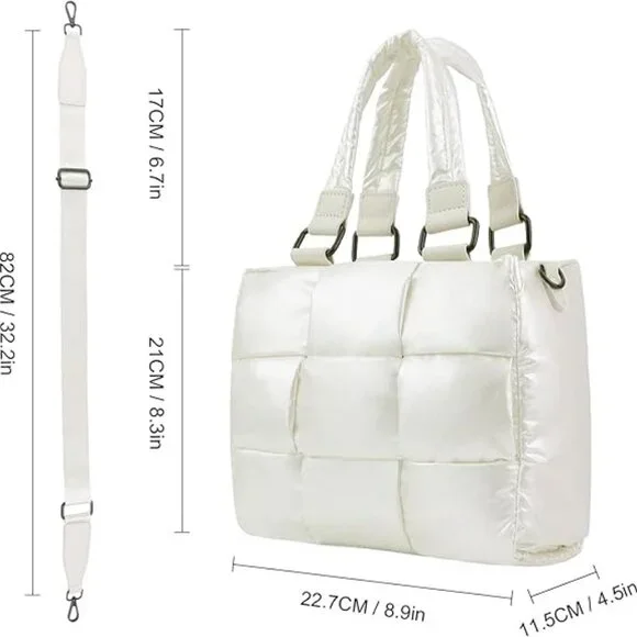 NWT. Puffer Quilted Crossbody Bad. Pearlized White Color. - Picture 2 of 4